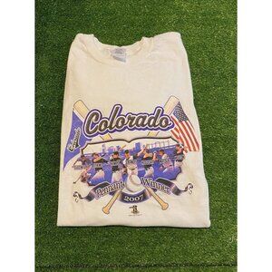 Colorado Rockies shirt mens large white purple vintage y2K playoffs baseball 41